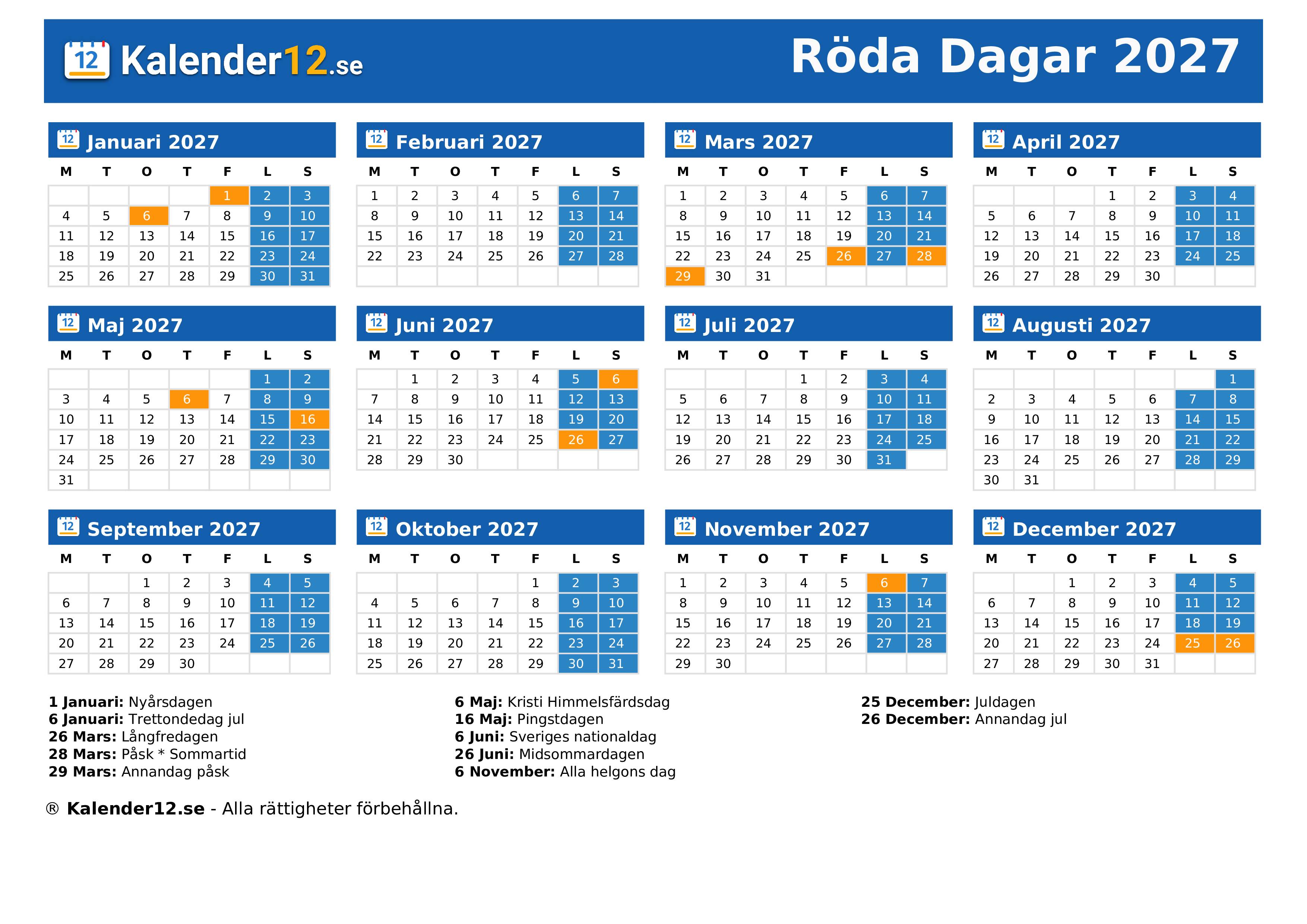 Röda Dagar 2027
