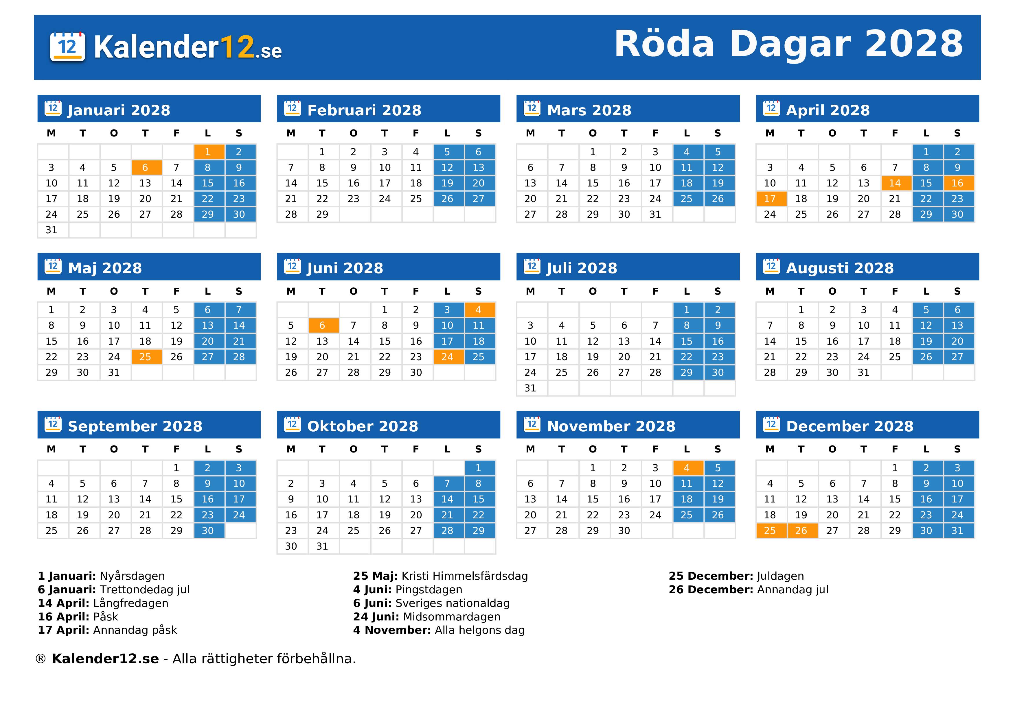 Röda Dagar 2028