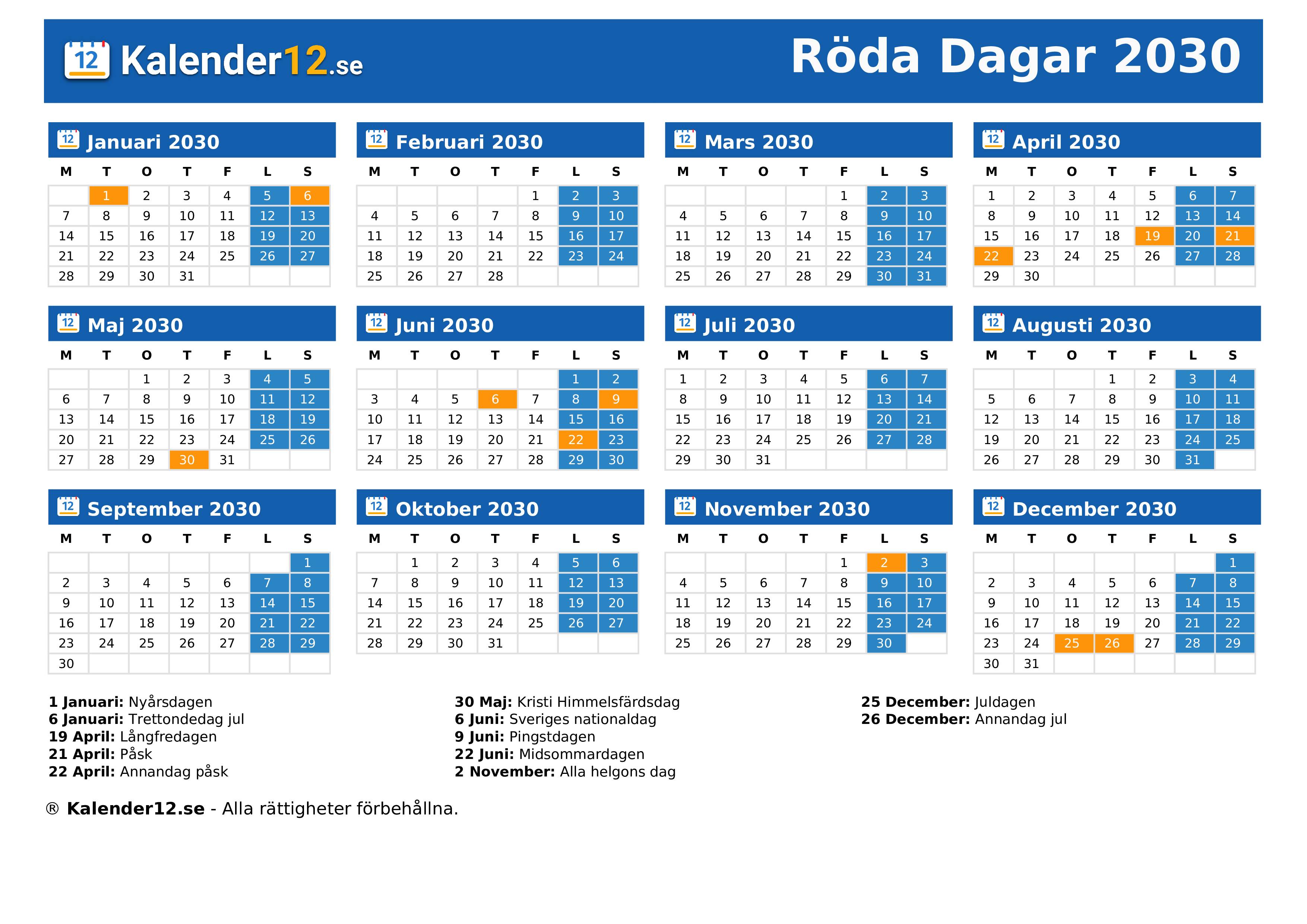 Röda Dagar 2030
