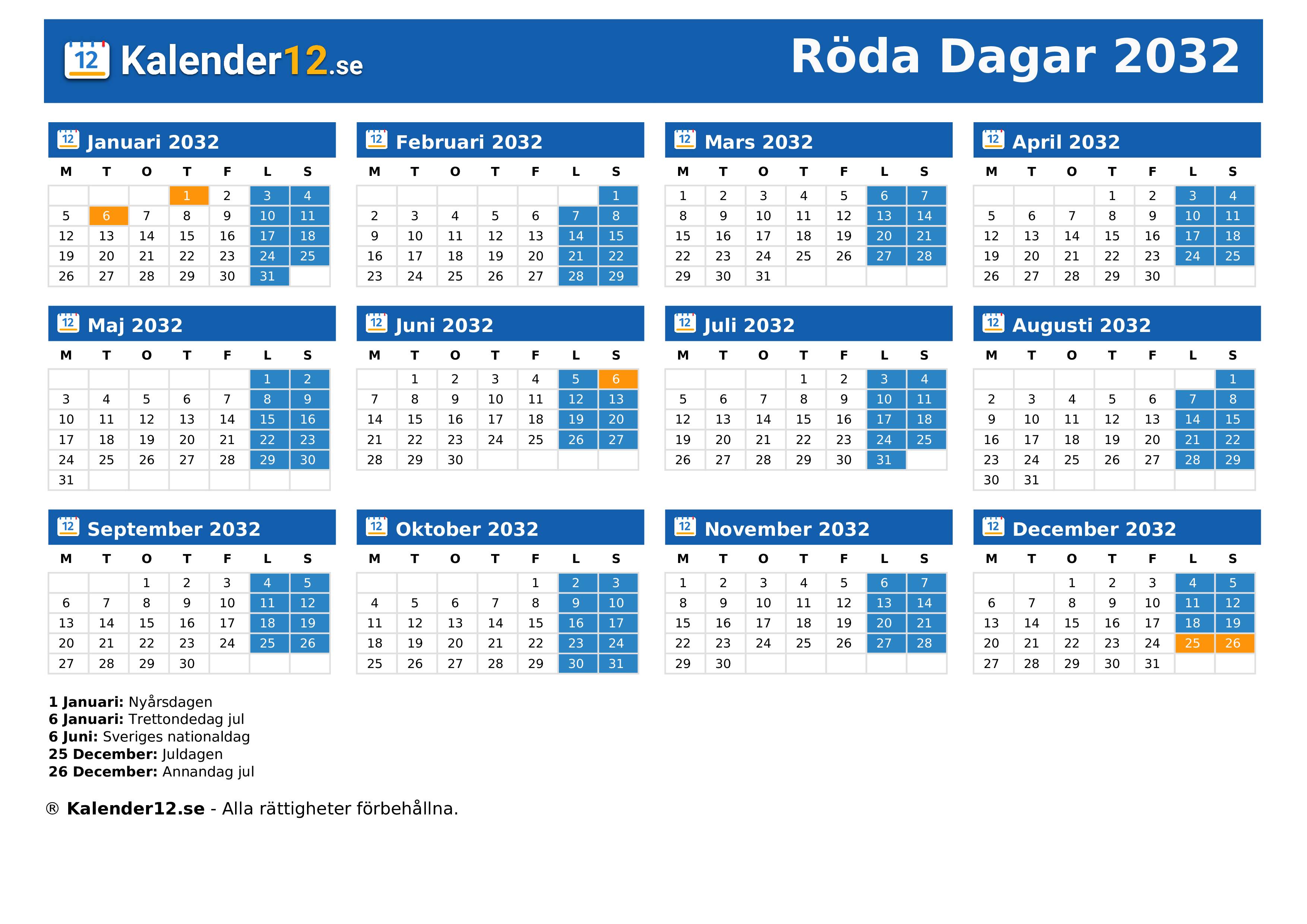 Röda Dagar 2032