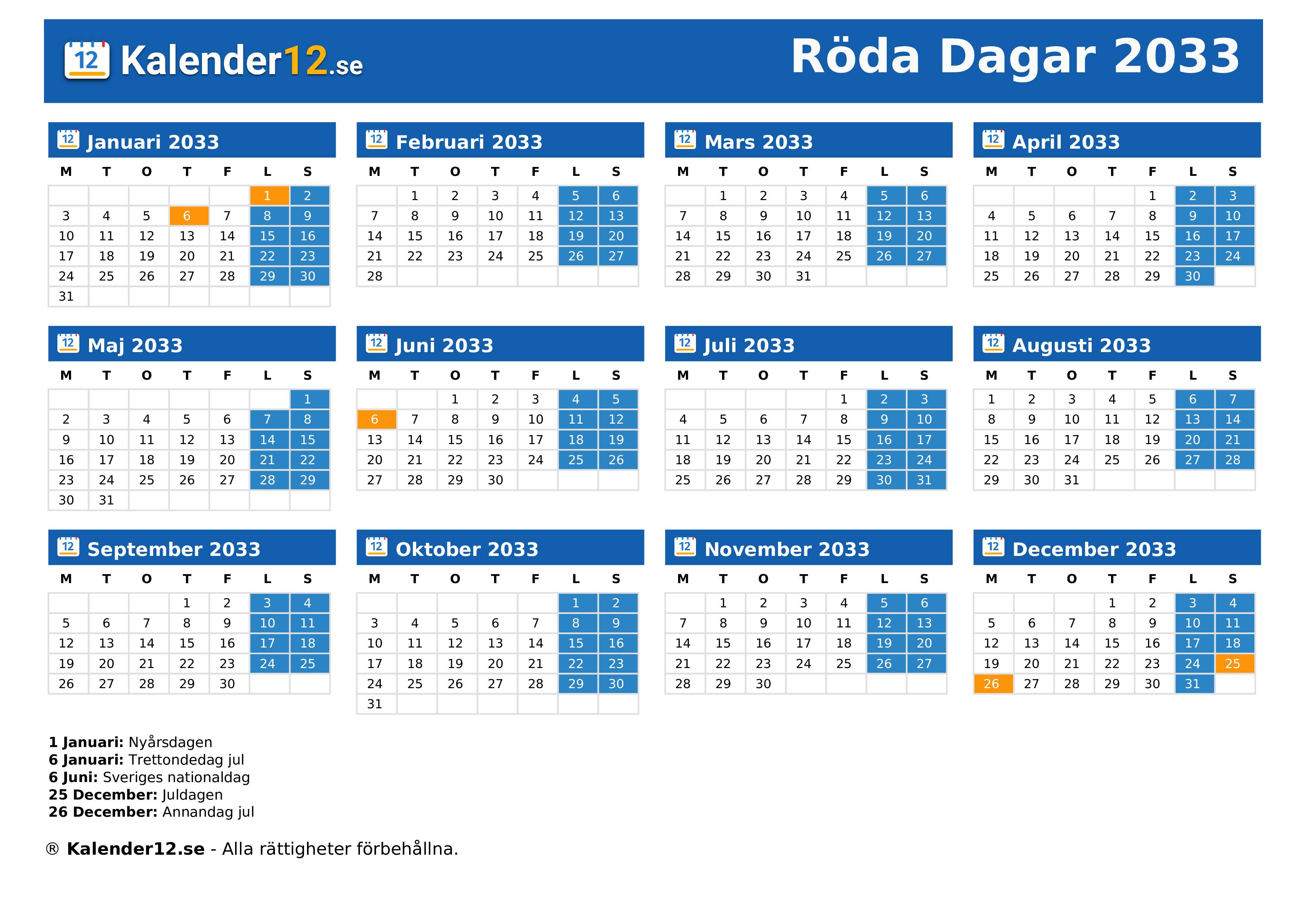 Röda Dagar 2033
