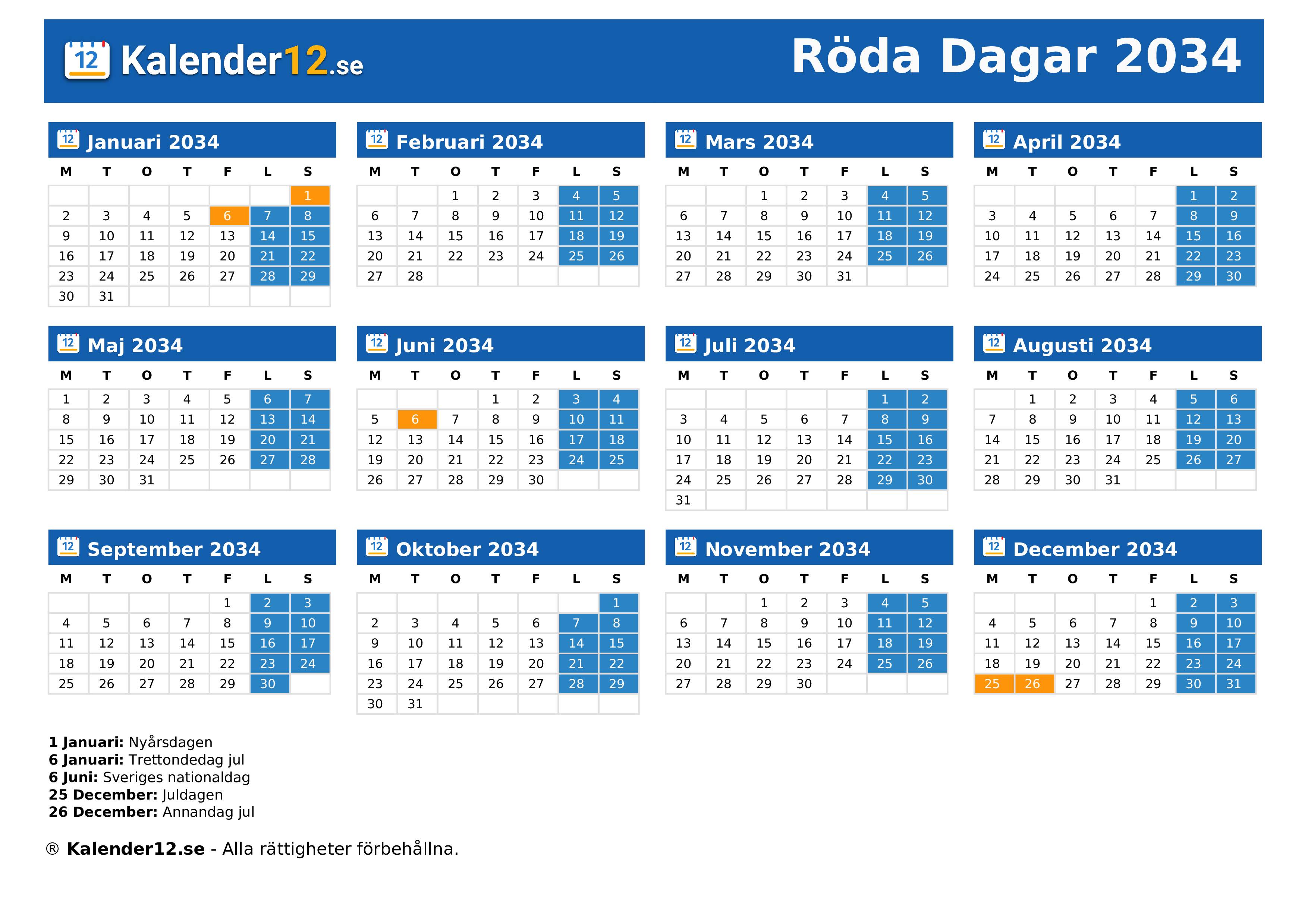 Röda Dagar 2034