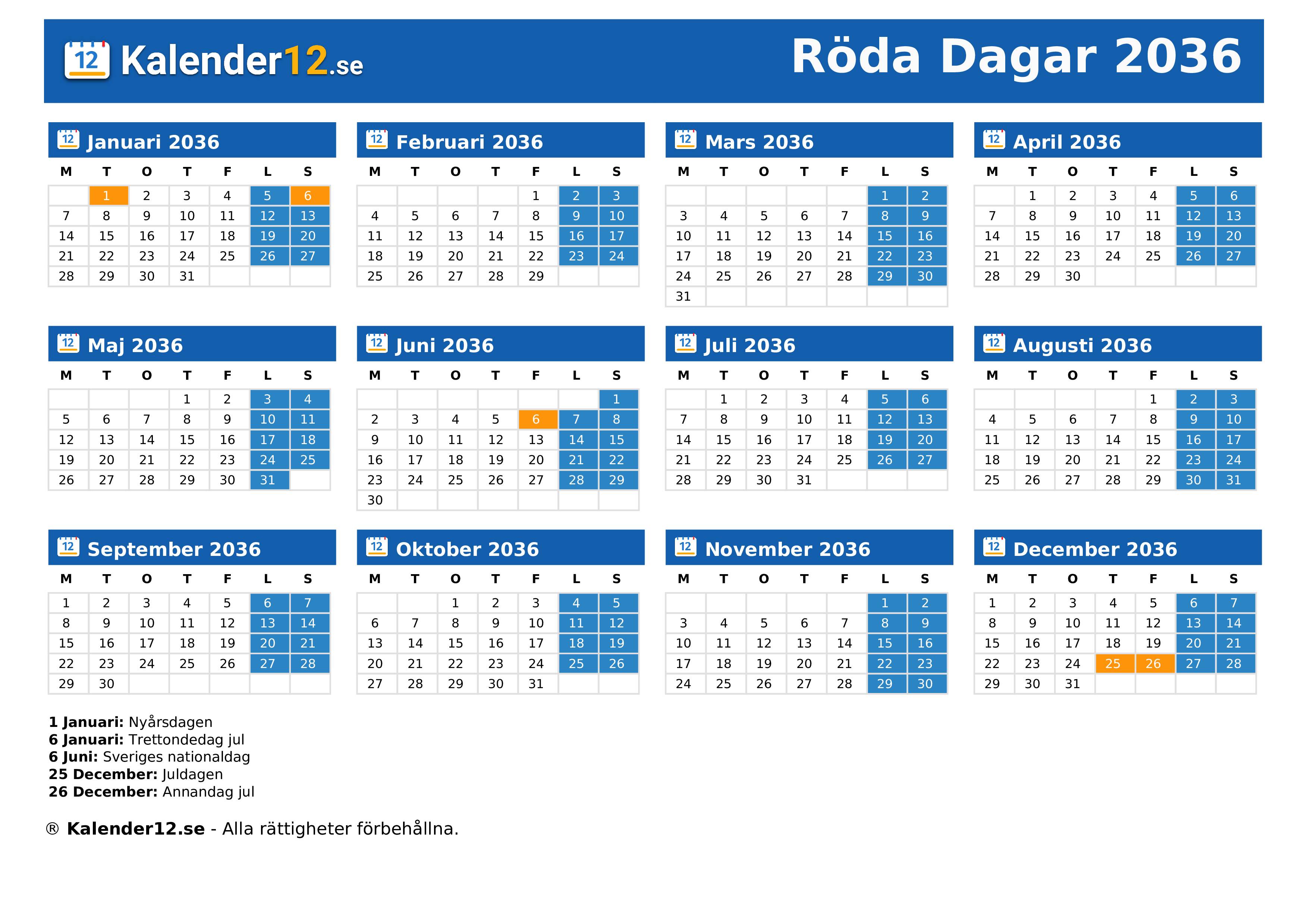 Röda Dagar 2036