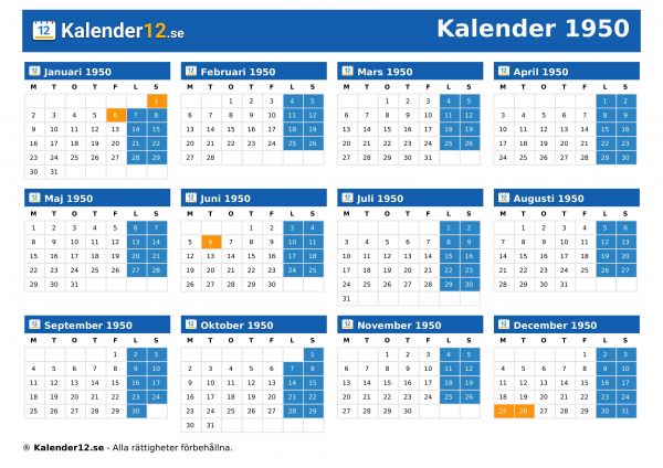 Kalender 1950