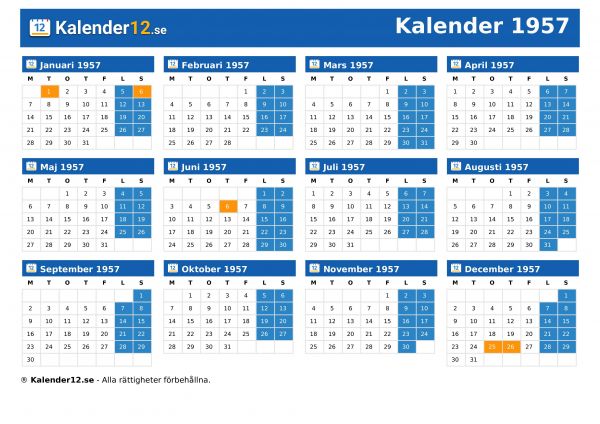 Kalender 1957