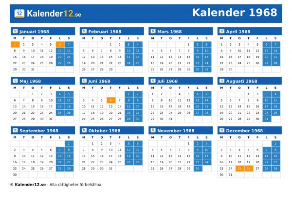 Kalender 1968
