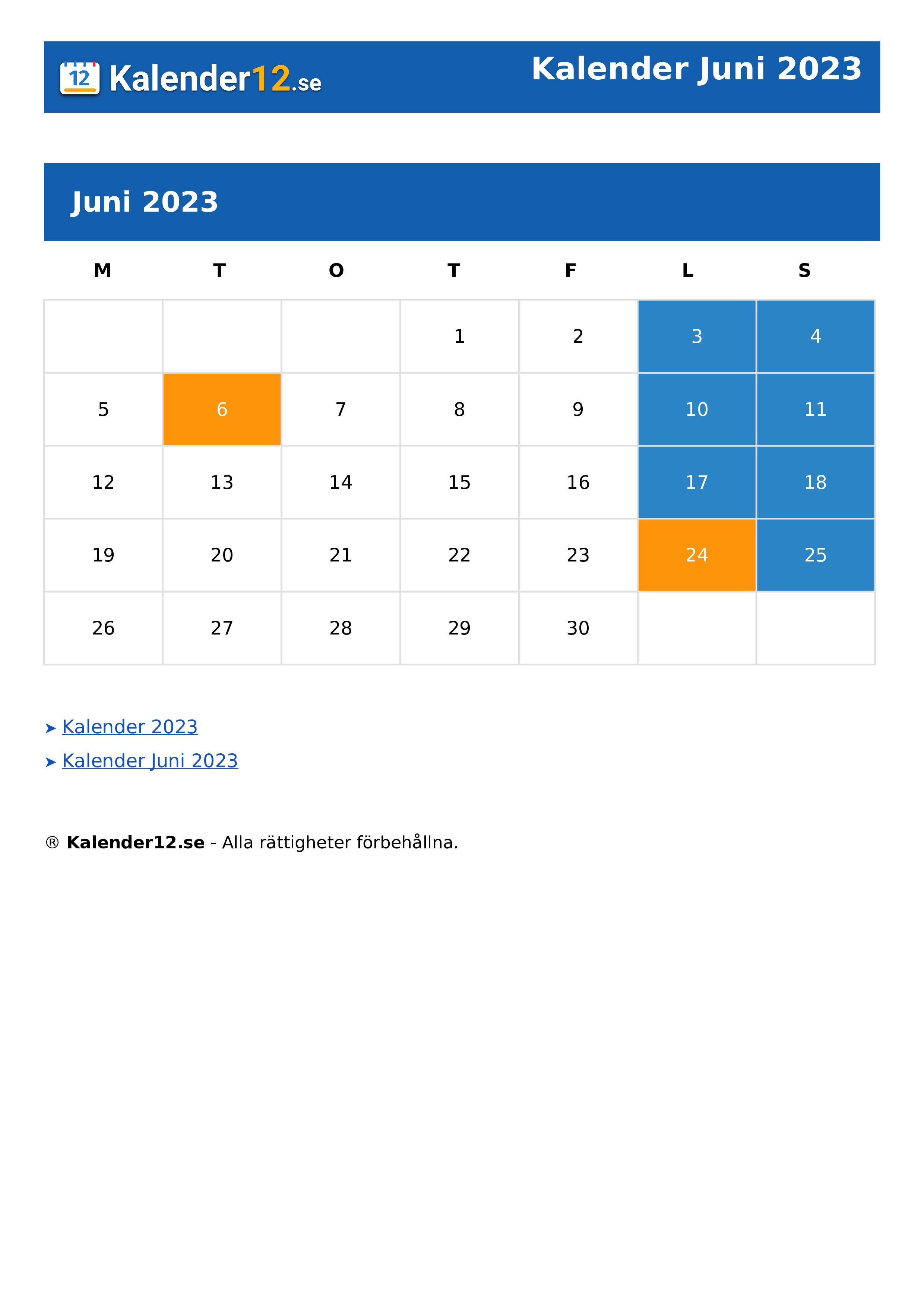 Calendar Juni 2023